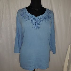Liz & Me 4X gauzy lightweight blue embellished